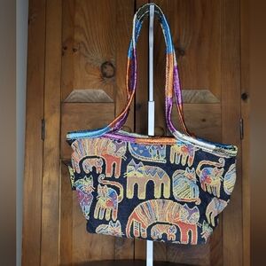 Laurel Burch Carlotta's Cats tapestry shoulder tote bag